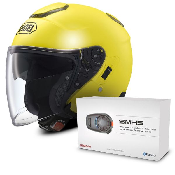 Casque Shoei J Cruise Jaune Fluo Kit Bluetooth Sena Smh5 Cherche