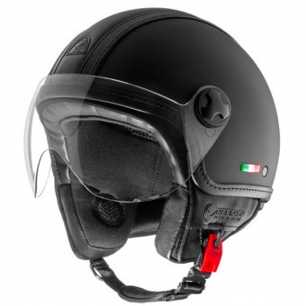 Casque Jet Helmo Pelledura Black Matt Leather Black Casque Jet Helmo Pelledura Black Matt Leather Black
