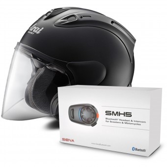 Casque Jet Arai SZ-RAM X Black Frost + Kit Bluetooth Sena SMH5 Solo Casque Jet Arai SZ-RAM X Black Frost + Kit Bluetooth Sena SMH5 Solo