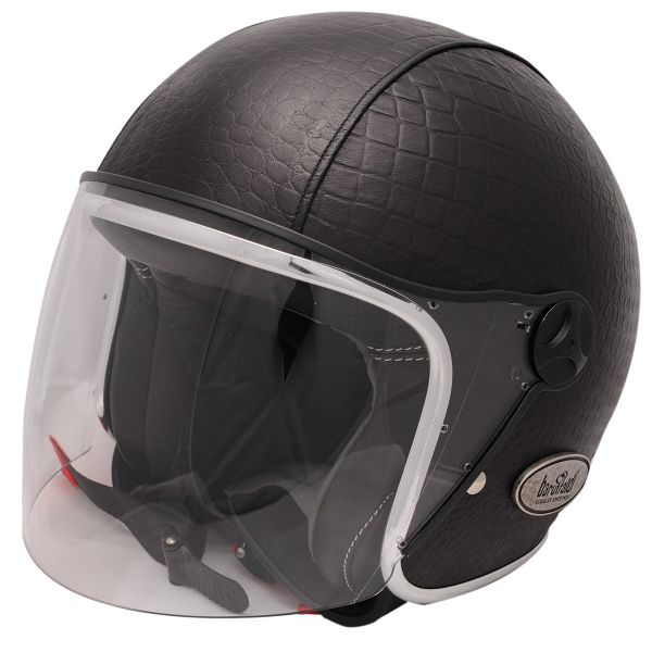 Casque Jet Baruffaldi Zeon Vintage 2.0 Crocco Noir Interieur Noir