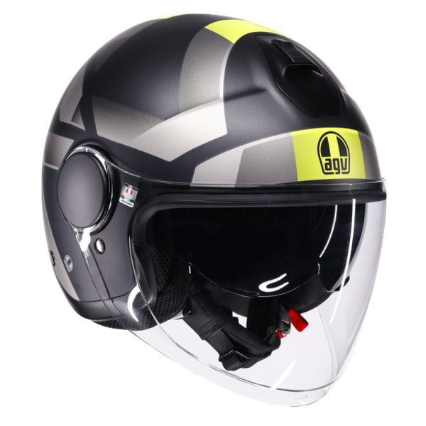 Casque Jet AGV Eteres Camogli Matt Black Grey Yellow