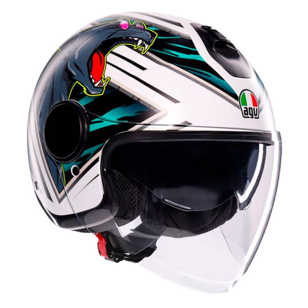 Casque Jet AGV Eteres Ghepard Matt White Black Green