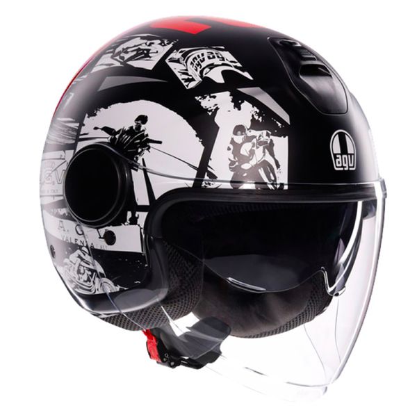 Casque Jet AGV Eteres History Matt Black White Red