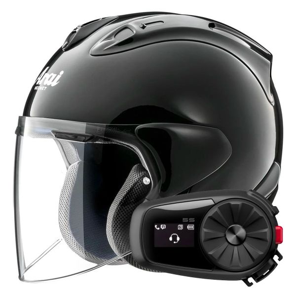 Pack Casque + Kit bluetooth et Arai SZR Vas Evo Black + Kit Bluetooth 5S Solo