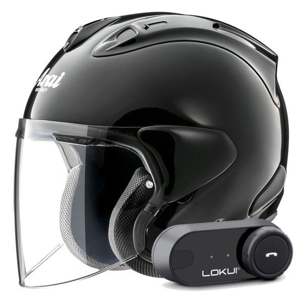 Casque Jet Arai SZ-R Vas Evo Black + Kit Bluetooth Lokui K30 Casque Jet Arai SZ-R Vas Evo Black + Kit Bluetooth Lokui K30