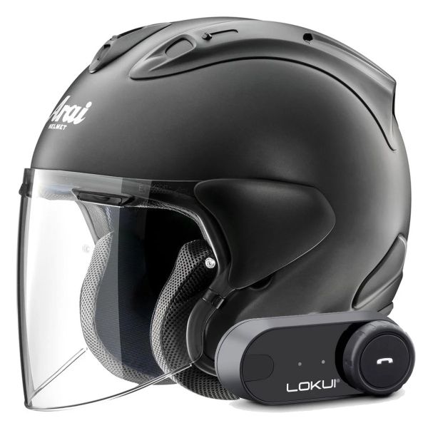 Casque Jet Arai SZ-R Vas Evo Matt Black + Kit Bluetooth Lokui K30 Casque Jet Arai SZ-R Vas Evo Matt Black + Kit Bluetooth Lokui K30