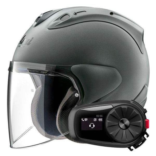Casque Jet Arai SZ-R Vas Evo Matt Green + Kit Bluetooth 5S Solo Casque Jet Arai SZ-R Vas Evo Matt Green + Kit Bluetooth 5S Solo