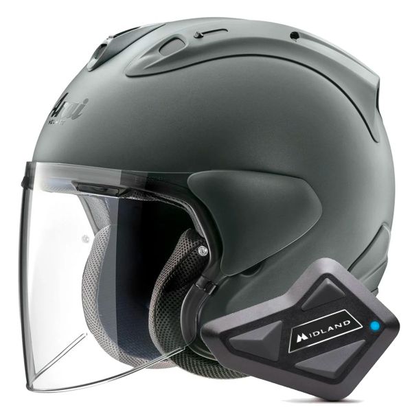 Casque Jet Arai SZ-R Vas Evo Matt Green + Kit Bluetooth BT Mini Casque Jet Arai SZ-R Vas Evo Matt Green + Kit Bluetooth BT Mini
