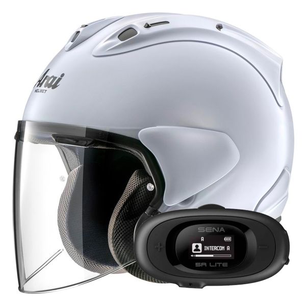 Casque Jet Arai SZ-R Vas Evo Matt White + Kit bluetooth 5R Lite Solo