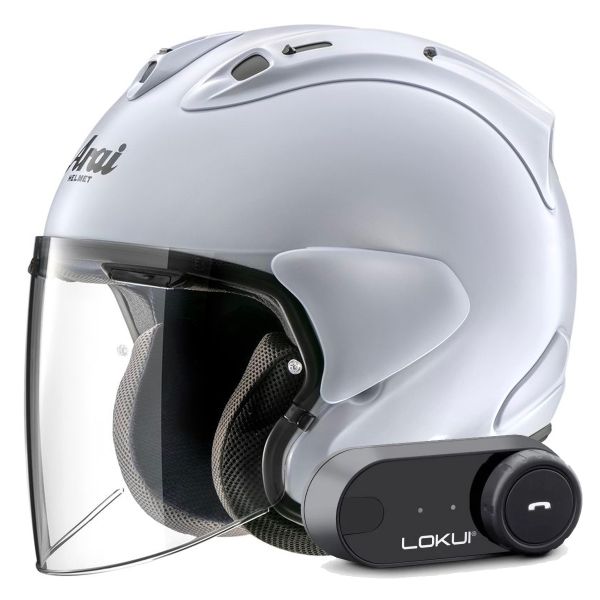 Casque Jet Arai SZ-R Vas Evo Matt White + Kit Bluetooth Lokui K30 Casque Jet Arai SZ-R Vas Evo Matt White + Kit Bluetooth Lokui K30