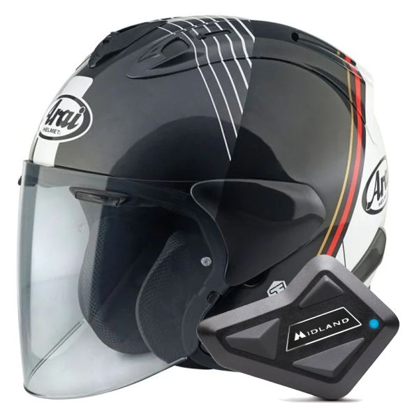 Casque Jet Arai SZ-R Vas Evo Temu + Kit Bluetooth BT Mini Casque Jet Arai SZ-R Vas Evo Temu + Kit Bluetooth BT Mini