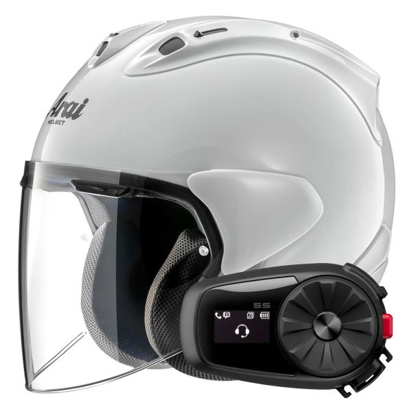 Casque Jet Arai SZ-R Vas Evo White + Kit Bluetooth 5S Solo Casque Jet Arai SZ-R Vas Evo White + Kit Bluetooth 5S Solo
