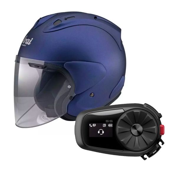 Casque Jet Arai SZ-R Vas Matt Blue + Kit Bluetooth 5S Solo