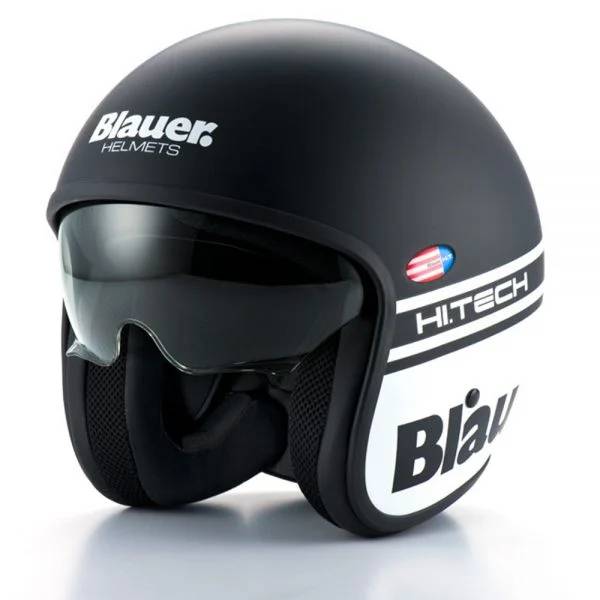 Casque Jet Blauer Pilot 06 Noir Mat Blanc Casque Jet Blauer Pilot 06 Noir Mat Blanc