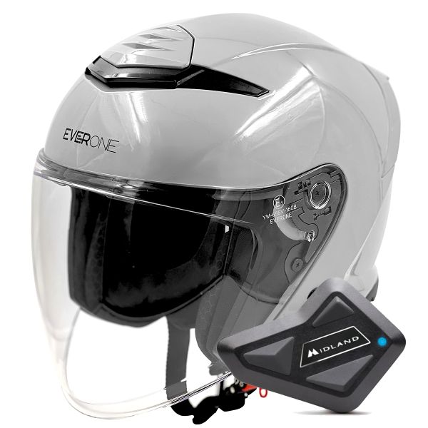 Casque Jet Everone RX31-Jet Grey Nardo + Kit Bluetooth BT Mini