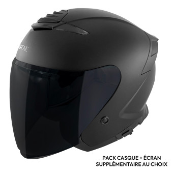 Casque Jet Everone RX31-Jet Matt Black + Ecran