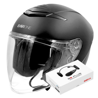Casque Jet Everone RX31-Jet Matt Black + Kit Bluetooth 3S Plus