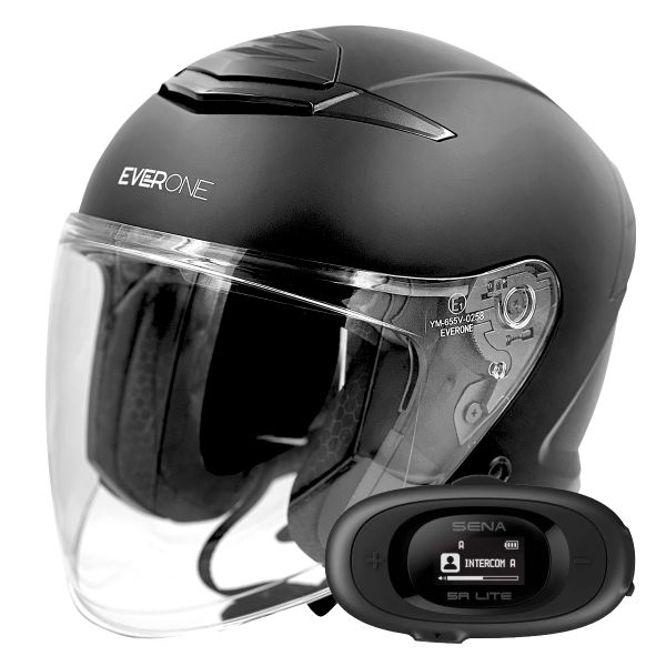 Casque Jet Everone RX31-Jet Matt Black + Kit bluetooth 5R Lite