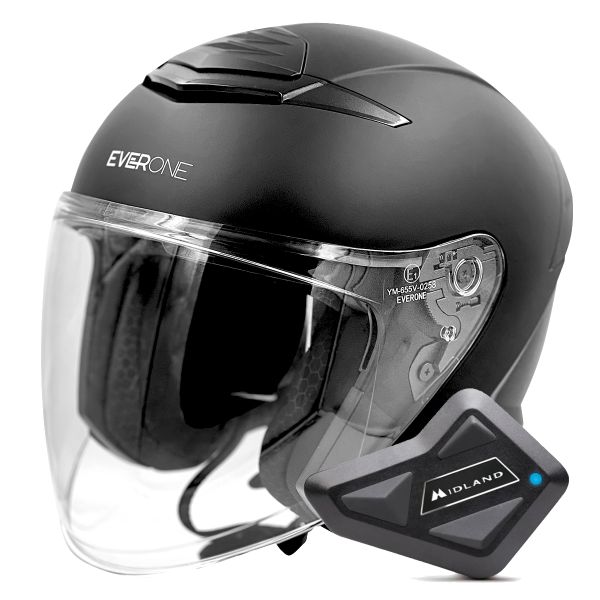 Casque Jet Everone RX31-Jet Matt Black + Kit Bluetooth BT Mini