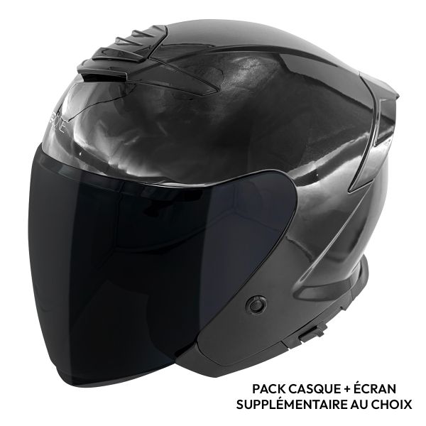 Casque Jet Everone RX31-Jet Shiny Black + Ecran Casque Jet Everone RX31-Jet Shiny Black + Ecran