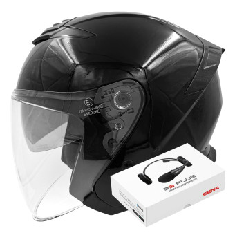Casque Jet Everone RX31-Jet Shiny Black + Kit Bluetooth 3S Plus
