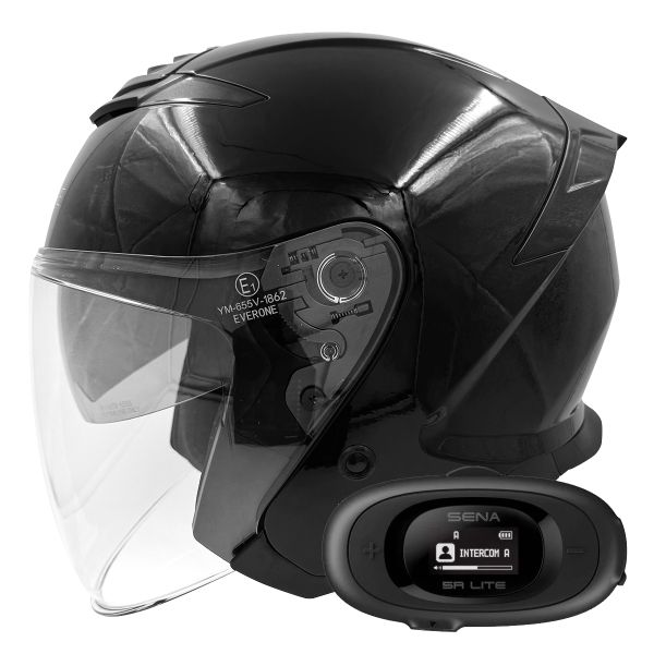 Casque Jet Everone RX31-Jet Shiny Black + Kit bluetooth 5R Lite
