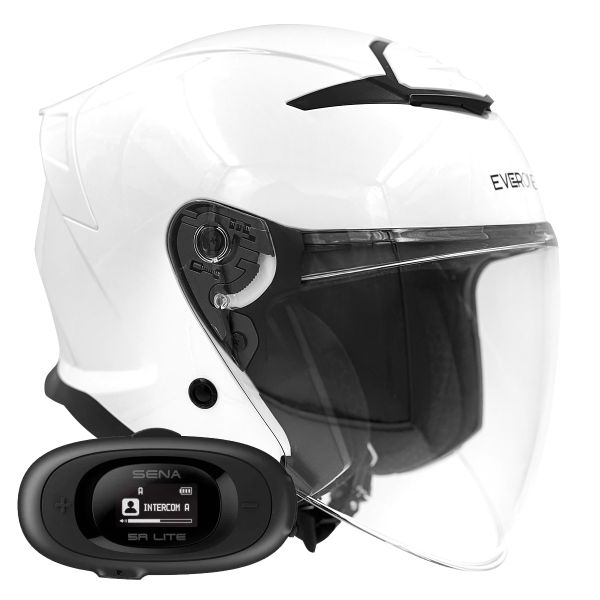 Casque Jet Everone RX31-Jet Shiny White + Kit bluetooth 5R Lite