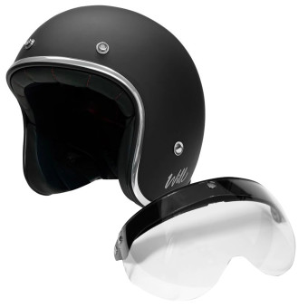 Casque Jet Everone Will Matt Black + Ecran Relevable Sur 3 Pressions