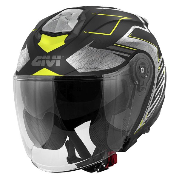 Casque Jet Givi X25 Trace Matt Black Titanium Yellow