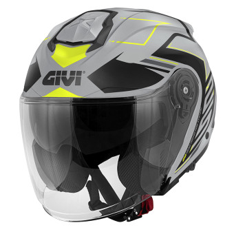 Casque Jet Givi X25 Trace Matt Grey Black Yellow