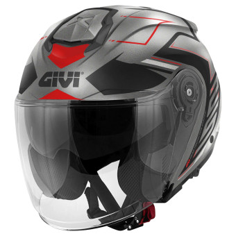 Casque Jet Givi X25 Trace Matt Titanium Black Red