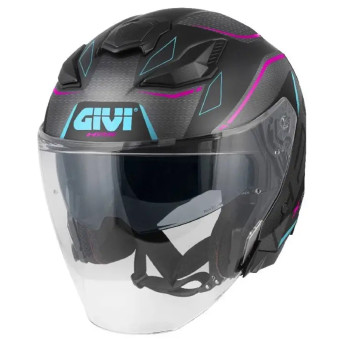 Casque Jet Givi X31 Impact Matt Black Dark Titanium Fuchsia Blue