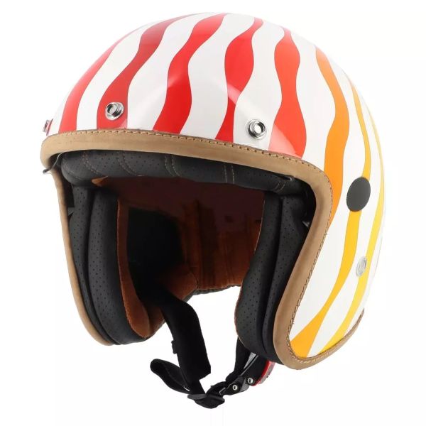 Casque Jet Helstons Flower Carbon White Orange Red Casque Jet Helstons Flower Carbon White Orange Red