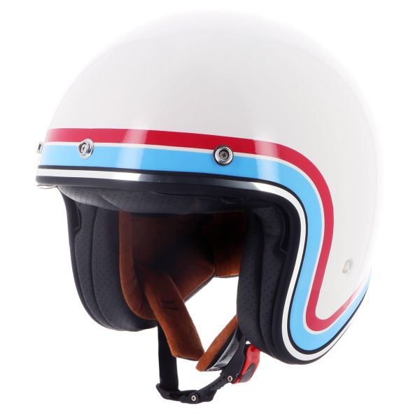 Casque Jet Helstons Freedom Blanc Blue Red