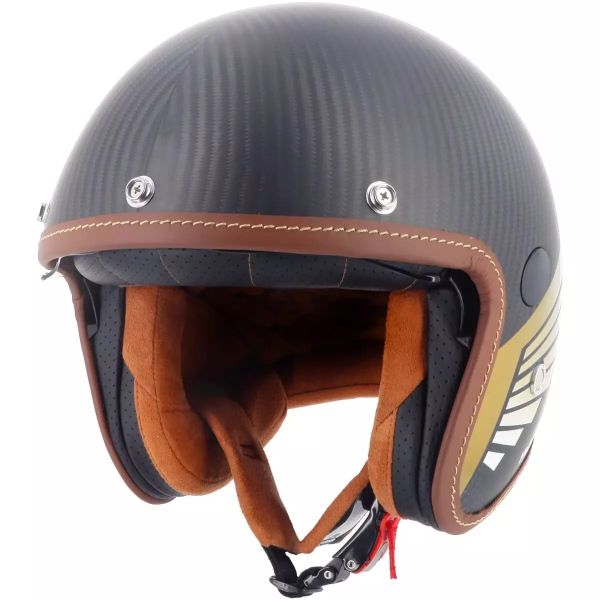 Casque Jet Helstons Wings Carbon Black Gold Casque Jet Helstons Wings Carbon Black Gold