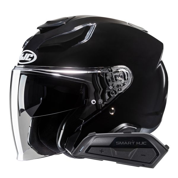 Casque Jet HJC F31 Black + Kit Bluetooth Smart 21B Flat Black Casque Jet HJC F31 Black + Kit Bluetooth Smart 21B Flat Black