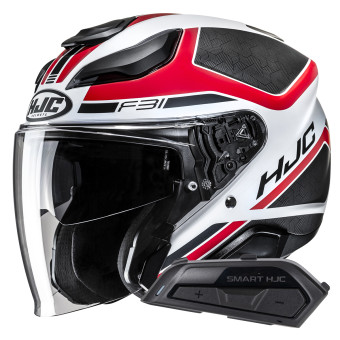 Casque Jet HJC F31 Ceron MC1SF + Kit Bluetooth Smart 21B Flat Black