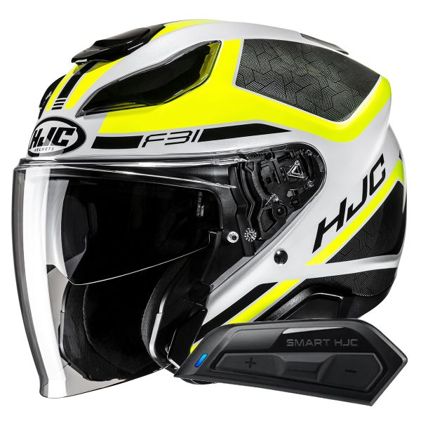 Casque Jet HJC F31 Ceron MC3H + Kit Bluetooth Smart 11B