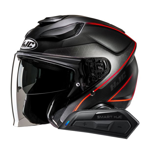 Casque Jet HJC F31 Ludi MC1SF + Kit Bluetooth Smart 11B