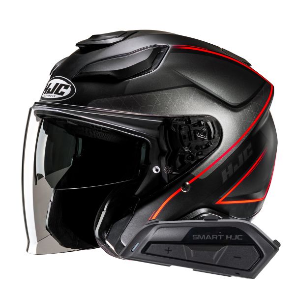 Casque Jet HJC F31 Ludi MC1SF +Kit Bluetooth Smart 21B Flat Black