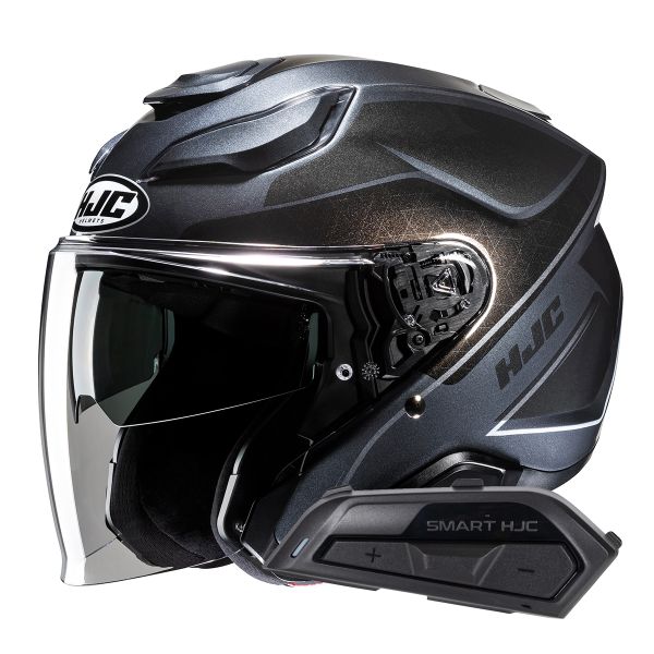 Casque Jet HJC F31 Ludi MC5 + Kit Bluetooth Smart 21B Flat Black