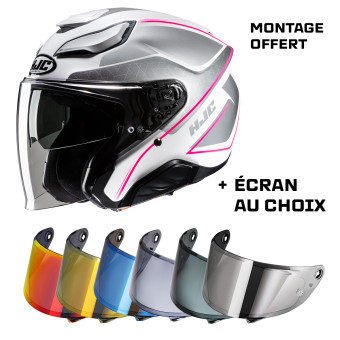 Casque Jet HJC F31 Ludi MC8 + Ecran