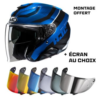 Casque Jet HJC F31 Naby MC2 + Ecran