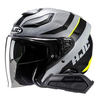 Casque Jet HJC F31 Naby MC3HSF + Kit Bluetooth Smart 21B Flat Black