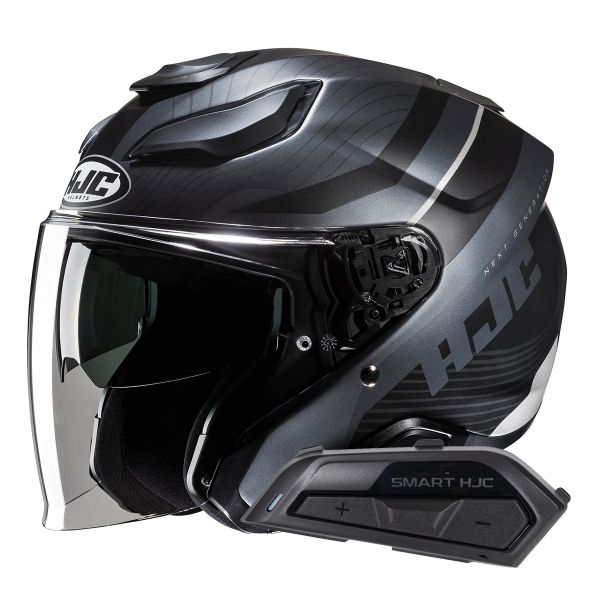 Casque Jet HJC F31 Naby MC5HSF + Kit Bluetooth Smart 21B Flat Black Casque Jet HJC F31 Naby MC5HSF + Kit Bluetooth Smart 21B Flat Black