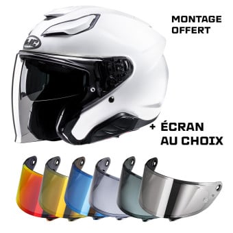 Casque Jet HJC F31 Pearl White + Ecran
