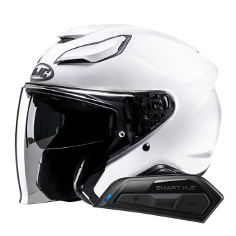 Casque Jet HJC F31 Pearl White + Kit Bluetooth Smart 11B