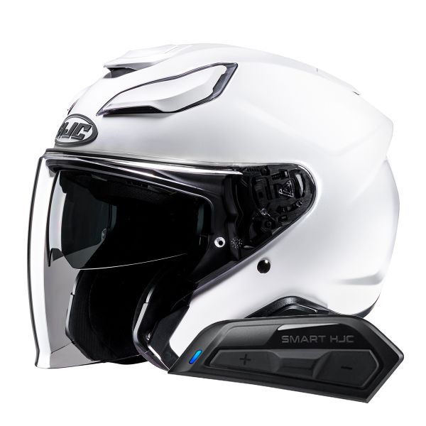 Casque Jet HJC F31 Pearl White + Kit Bluetooth Smart 11B Casque Jet HJC F31 Pearl White + Kit Bluetooth Smart 11B