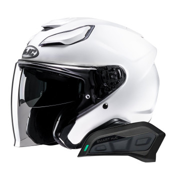 Casque Jet HJC F31 Pearl White + Kit Bluetooth Smart 11Be