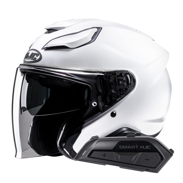 Casque Jet HJC F31 Pearl White + Kit Bluetooth Smart 21B Flat Black